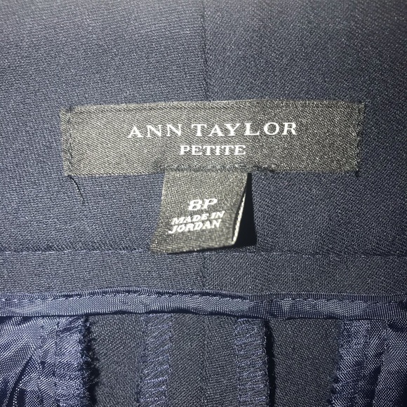 Ann Taylor 8P navy with black piping crop straight‎ leg classic career pants - Picture 2 of 9